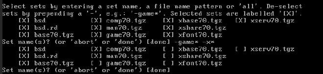 Screenshot of the OpenBSD tarball selection part